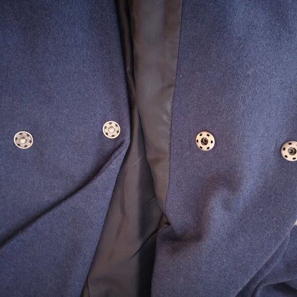 Old Navy Ladies Snap Closure Size Medium Belted Navy Coat - Picture 7 of 10